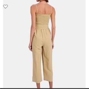 🌿linen blend smocked jumpsuit Shoshanna x INTERMIX